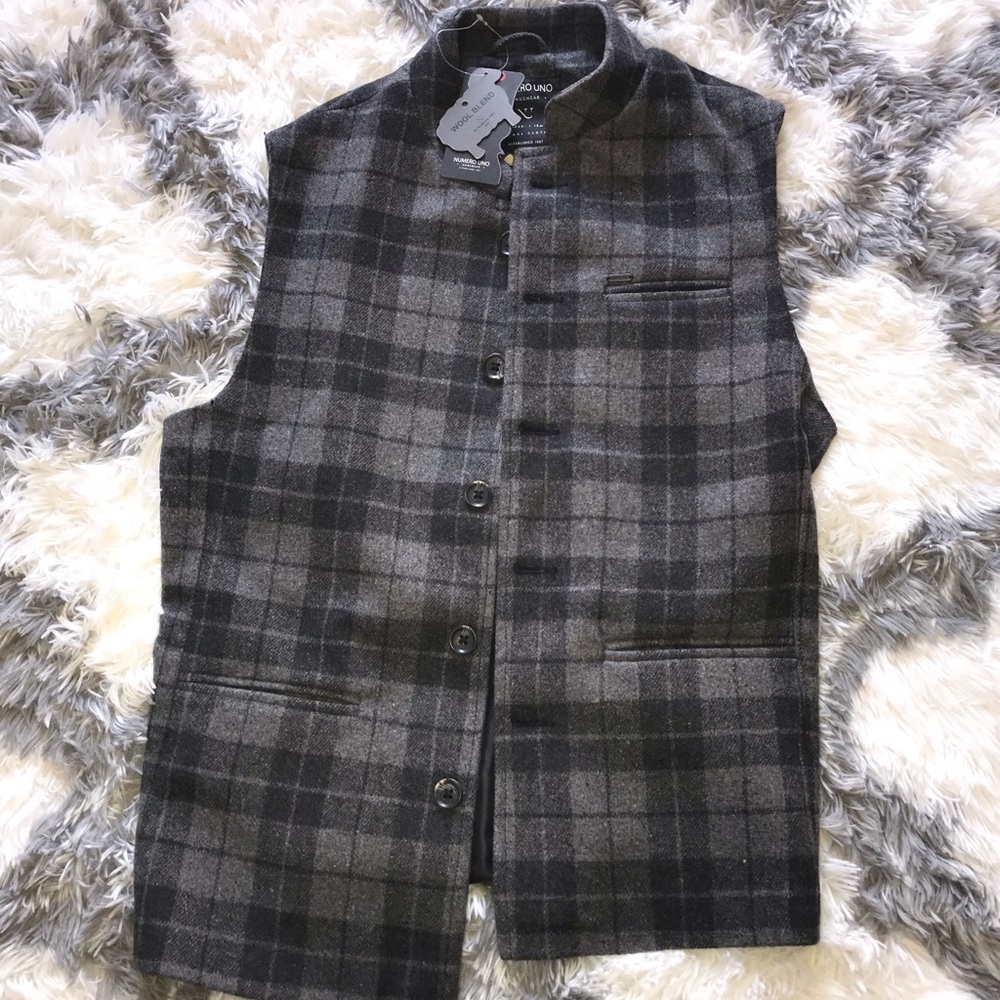 Vintage looking Numero Uno Wool Checkered Vest